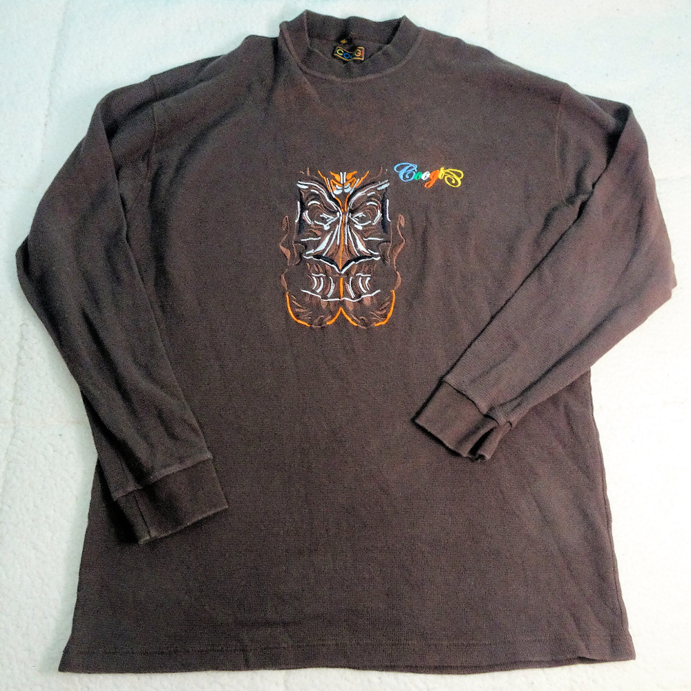 Coogi Embroidered Brown Thermal L/S Shirt 3XL